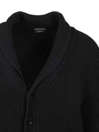 Tom Ford Cashmere Knit Sweater With Buffalo Horn Buttons And Shawl Collar