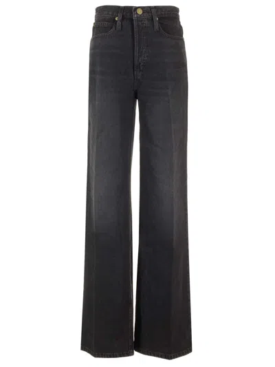 Frame Le Slim Palazzo High-rise Wide-leg Jeans In Black