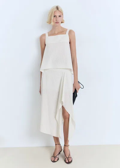 Mango Top Bretelles À Rayures Écru - Femme - M -  In White