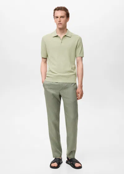 Mango Man Polo Maille Côtelée Vert Pomme - Homme - Xl -