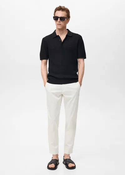 Mango Man Pantalon Prato Chino Cropped Tapered Blanc Cassé - Homme - 40 -