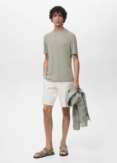 Mango Man T-shirt Lin Slim-fit Vert Menthe - Homme - Xxl -
