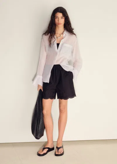 Mango Embroidered Satin Shorts