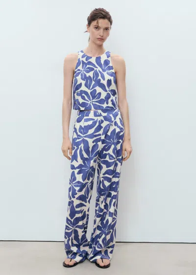Mango Floral Print Straight Leg Pants