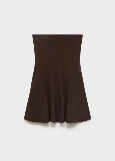 Mango Robe Courte Plissée Marron - Femme - Xl -