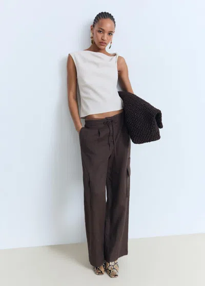 Mango Top Asymétrique À Bretelle Drapé Écru - Femme - Xl -