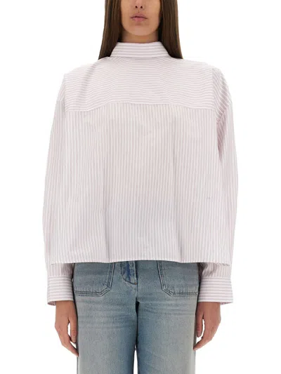 Victoria Beckham Bow Detail Oversized Striped Blouse