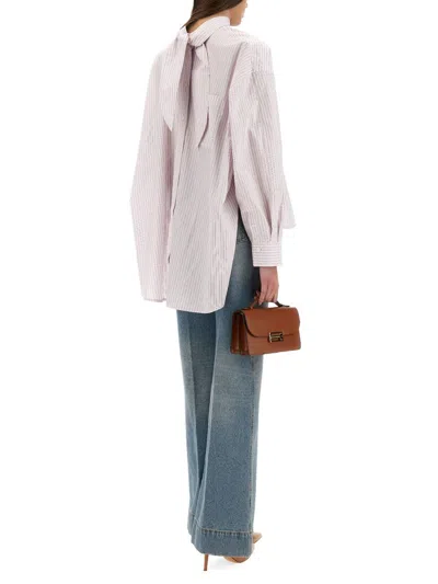 Victoria Beckham Bow Detail Oversized Striped Blouse