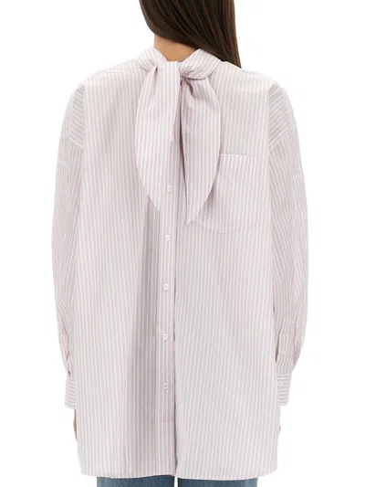 Victoria Beckham Bow Detail Oversized Striped Blouse