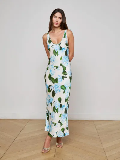 L Agence Akiya Satin Maxi Dress In Multi