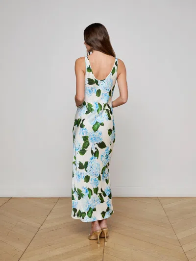L Agence Akiya Satin Maxi Dress In Multi