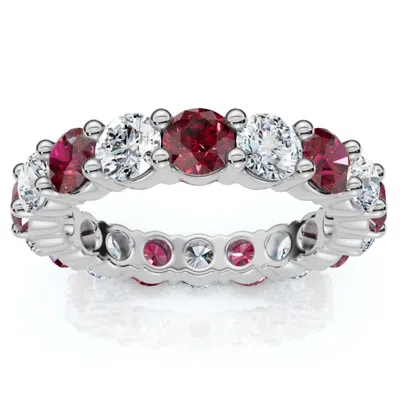 Pompeii3 3ct Ruby & Diamond Eternity Ring 14k Gold Or Platinum Lab Grown