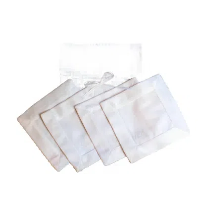Arte Italica 4 Set Crown Velvet Cocktail Napkin In White