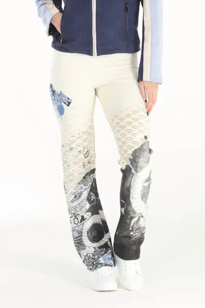 Paparazzi Stretch French Terry Umbrella Print Lounge Pant With Raw Hem In Ivory