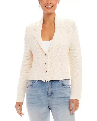 Karen Kane Button Up Blazer Sweater In Cream