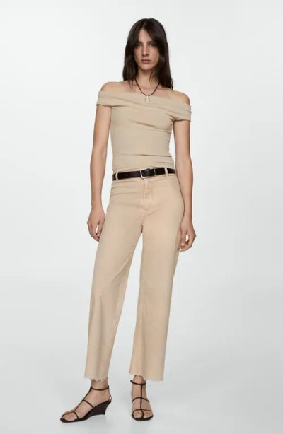 Mango Catherin Culotte High Rise Jeans Sand