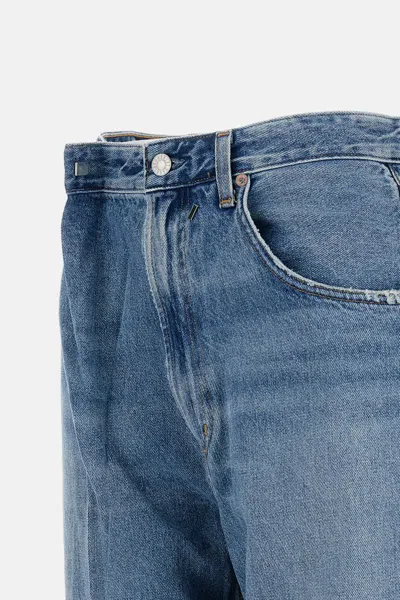 Agolde Wide-leg Light Blue Denim Jeans With Classic Five-pocket Design