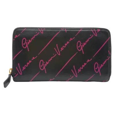 Pre-owned Versace Pink Leather Long Wallet (bi-fold) () In Multi