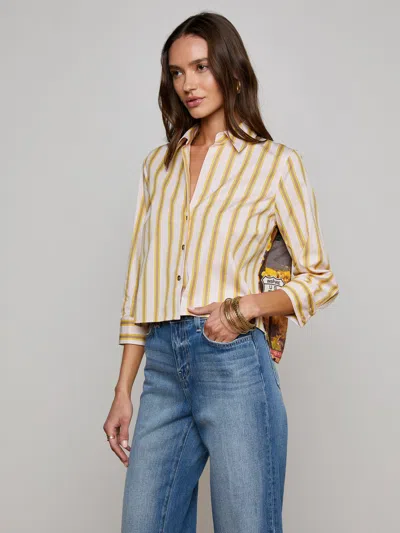 L Agence Fawn Desert Print Shirt In Yellow