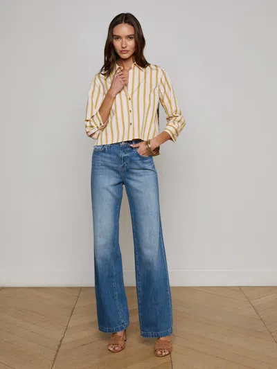 L Agence Fawn Desert Print Shirt In Yellow