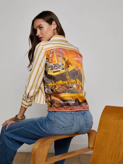 L Agence Fawn Desert Print Shirt In Yellow