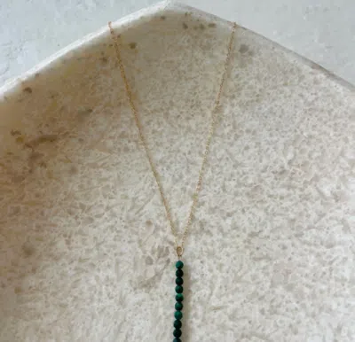 House Of Olia Malachite Vertical Bar Necklace In Green