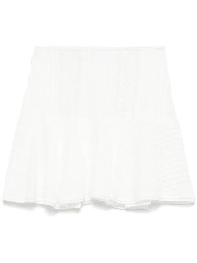 Charo Ruiz Ruffle Mini Skirt In White Embroidered Cotton