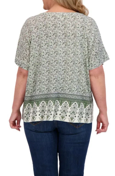 Lucky Brand Persian Carpet Print Short Sleeve Top