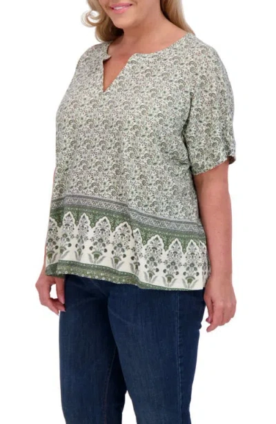 Lucky Brand Persian Carpet Print Short Sleeve Top