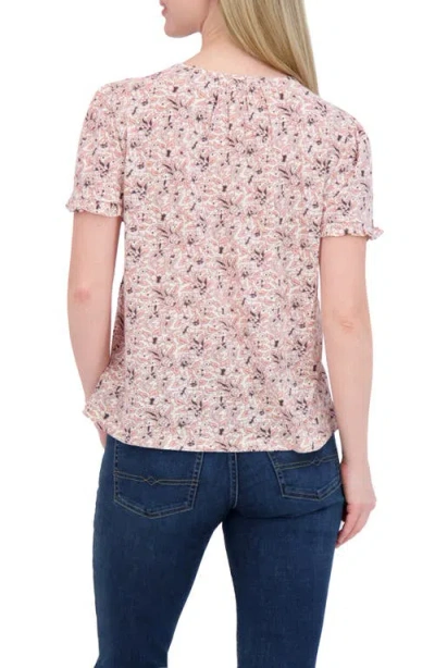 Lucky Brand Split Neck Puff Sleeve Top