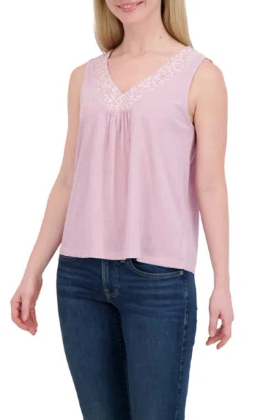 Lucky Brand Embroidered V-neck Cotton Tank