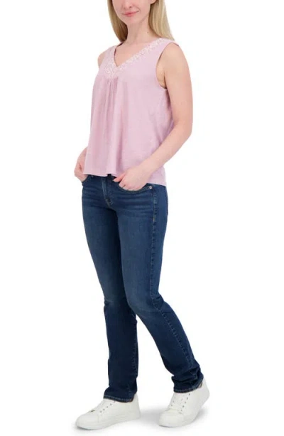 Lucky Brand Embroidered V-neck Cotton Tank
