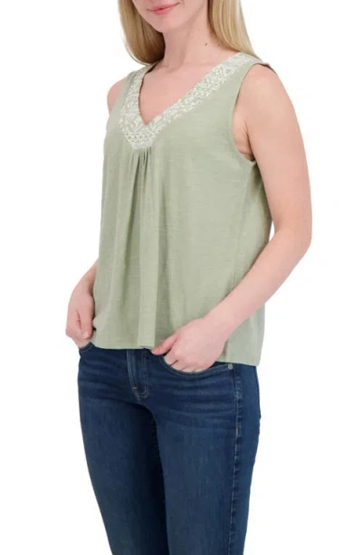 Lucky Brand Embroidered V-neck Cotton Tank