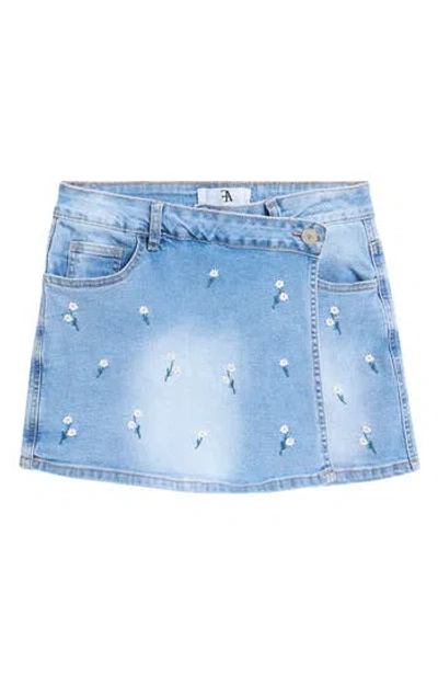 Flying Angel Floral Embroidered Crossover Denim Skort