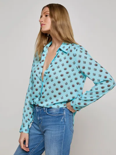 L Agence Holly Blouse In Blue