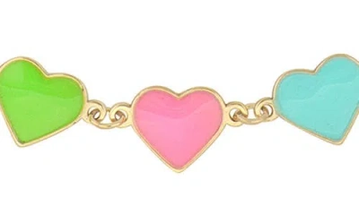 Bony Levy 14k Gold Enamel Heart Charm Bracelet
