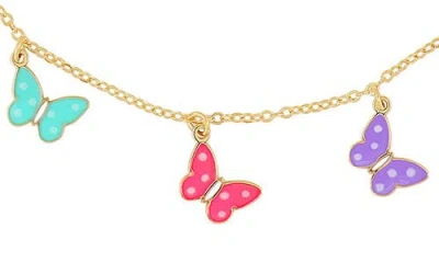 Bony Levy 14k Gold Enamel Butterfly Charm Bracelet