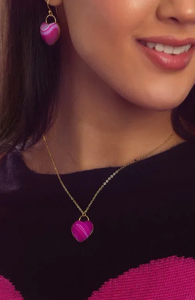 Saachi Pink Stone Heart Pendant Necklace