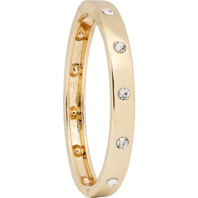 Saachi Crystal Studded Hinged Bangle Bracelet In Gold