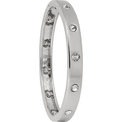 Saachi Crystal Studded Hinged Bangle Bracelet In Metallic