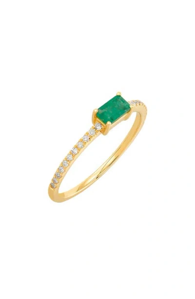 Frankie & Zoe 14k Yellow Gold Emerald & Diamond Stackable Ring