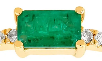 Frankie & Zoe 14k Yellow Gold Emerald & Diamond Stackable Ring