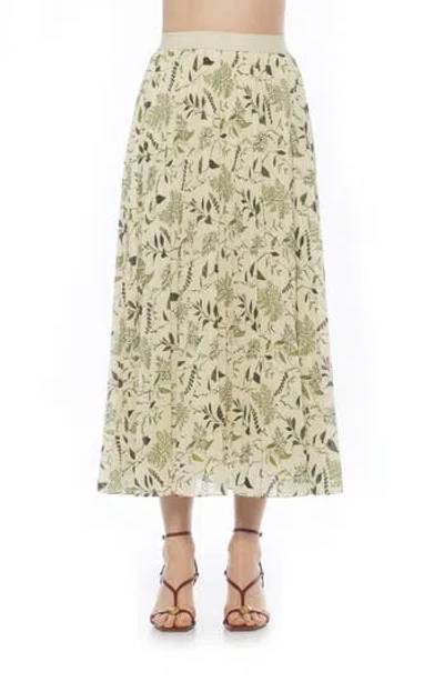 Alexia Admor Kesia Midi Chiffon Pleated Skirt In Green