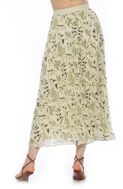 Alexia Admor Kesia Midi Chiffon Pleated Skirt In Green