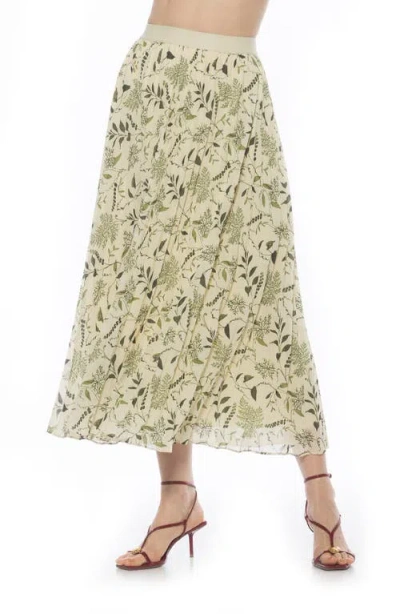 Alexia Admor Kesia Midi Chiffon Pleated Skirt In Green