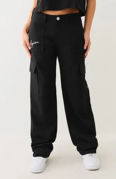 True Religion Logo Cargo Pants In Black