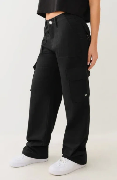 True Religion Logo Cargo Pants In Black