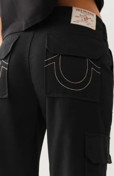 True Religion Logo Cargo Pants In Black