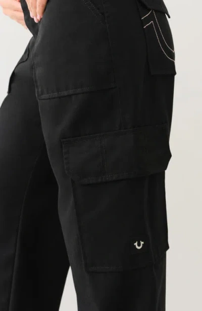 True Religion Logo Cargo Pants In Black
