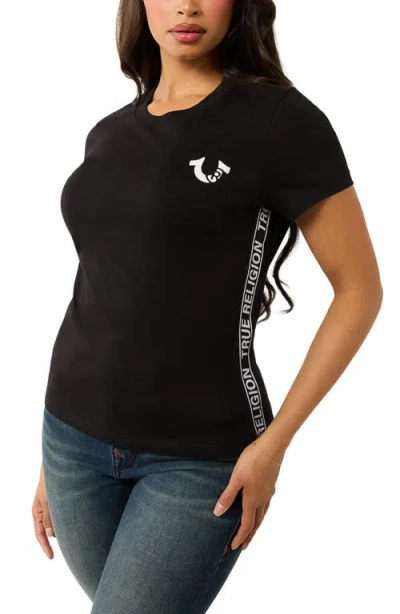 True Religion Taping Short Sleeve Cotton T-shirt In Black